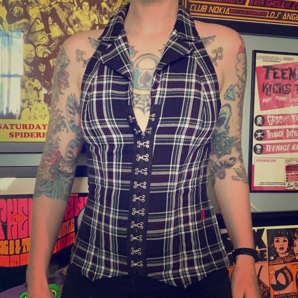 Trip NYC halter top plaid tartan